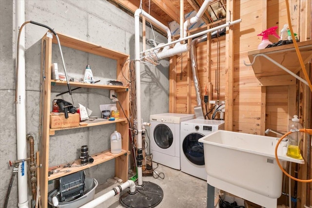7350 N Territorial Rd, Dexter, MI 48130 - laundry room with washing machine and clothes dryer and wooden walls