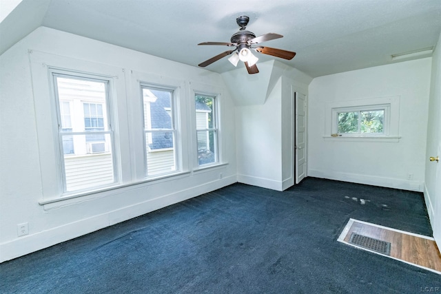 422 S Winter St, Adrian, MI 49221 - bonus room with dark colored carpet, vaulted ceiling, and a ceiling fan