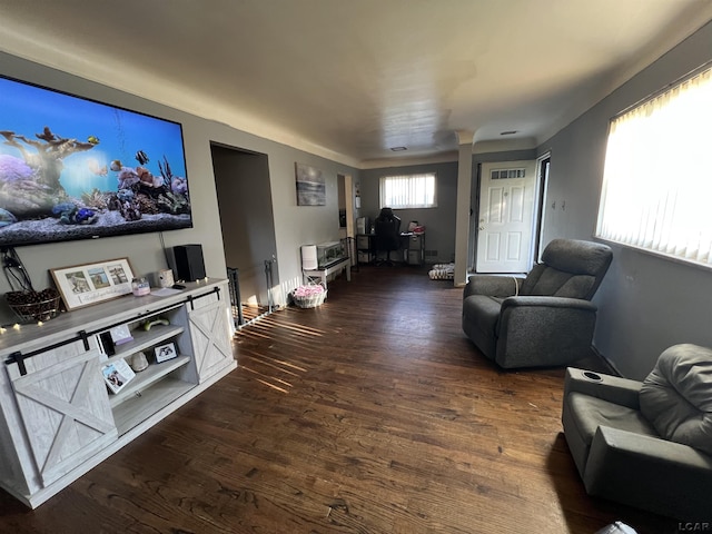 3841 Westpoint St, Dearborn, MI 48124 - living room with dark wood-style flooring