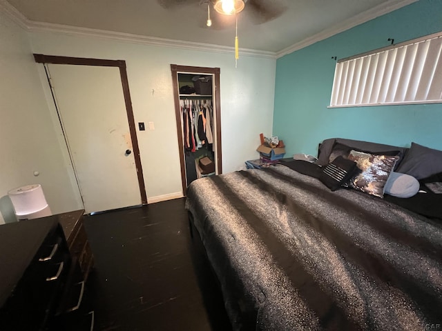 3841 Westpoint St, Dearborn, MI 48124 - bedroom with ornamental molding, a closet, and dark wood finished floors