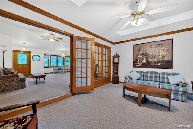 1829 Farnsworth Rd, Lapeer, MI 48446 - living area featuring carpet, french doors, and ceiling fan