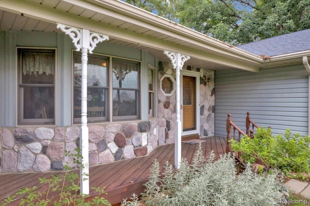 1829 Farnsworth Rd, Lapeer, MI 48446 - doorway to property with stone siding and roof with shingles