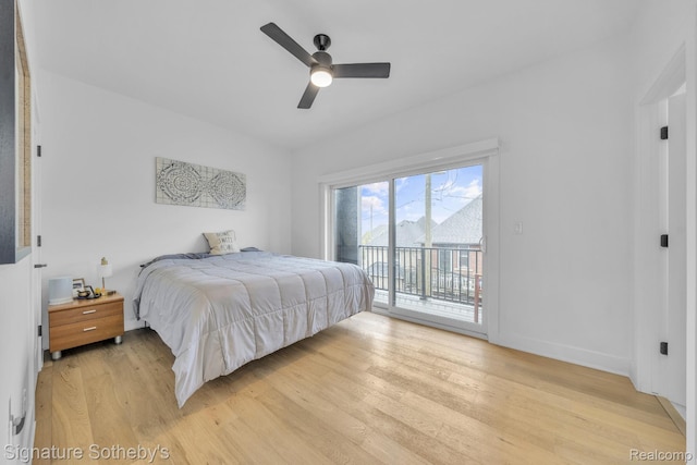 2037 11th St Unit 3, Detroit, MI 48216 - bedroom with access to outside, light wood-style flooring, and a ceiling fan