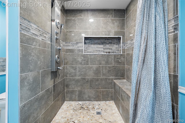 5869 Marvin St, Taylor, MI 48180 - bathroom featuring tiled shower and toilet