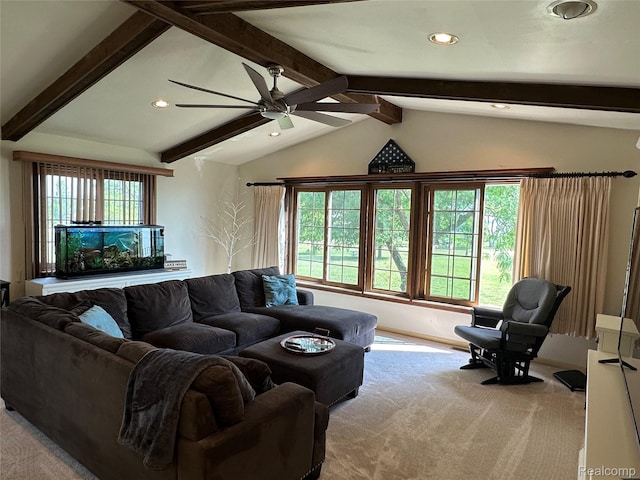 104 Lac Sainte Claire Dr, Saint Clair Shores, MI 48082 - carpeted living room with a ceiling fan and recessed lighting
