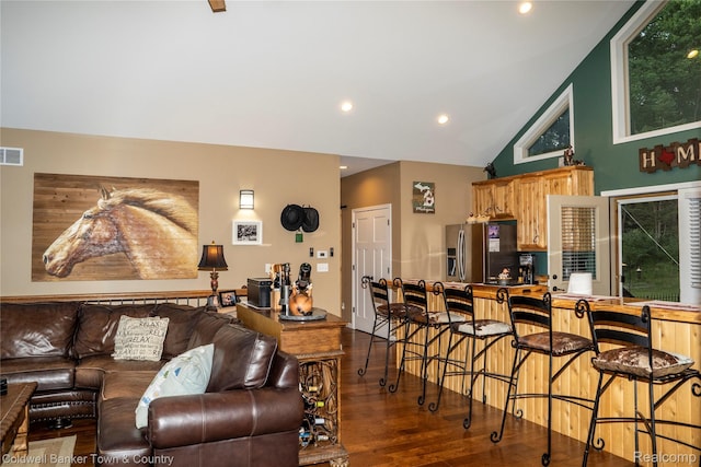 2223 Hidden Valley Rd, Howell, MI 48843 - living room featuring wood finished floors, recessed lighting, and vaulted ceiling