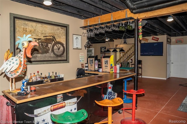 2223 Hidden Valley Rd, Howell, MI 48843 - indoor bar featuring tile patterned flooring and stairway