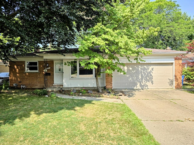 27751 Palomino Ave, Warren, MI 48093 - view of front of house featuring brick siding, a front yard, driveway, and an attached garage