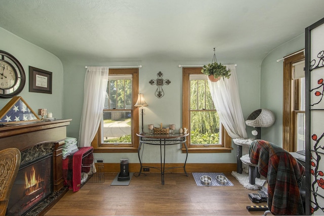2136 Amherst Ave, Kalamazoo, MI 49008 - living area featuring a high end fireplace and wood finished floors