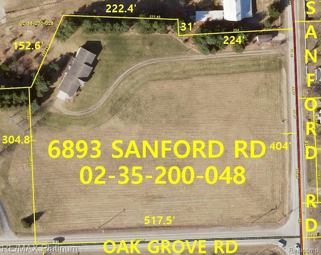 6893 Sanford Rd, Howell, MI 48855 - map of property location featuring property parcel outlined