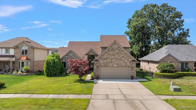 15924 Myrtle Dr, Macomb, MI 48042 - view of front of property with concrete driveway, a front yard, and brick siding