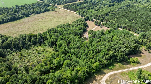 3231 E Baker Rd, Hesperia, MI 49421 - aerial view of property and surrounding area with a heavily wooded area and rural landscape