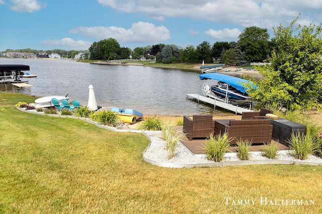 6129 W Bay Ct, Hudsonville, MI 49426 - dock area featuring a yard and a water view