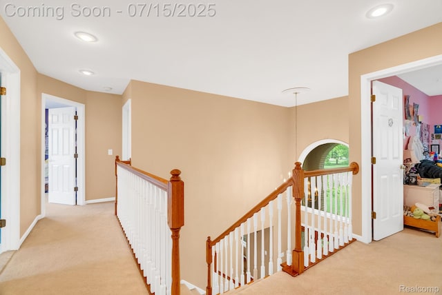11656 Kings Colony, Grand Blanc, MI 48439 - hallway with an upstairs landing, carpet flooring, and recessed lighting