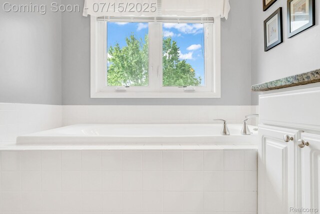 11656 Kings Colony, Grand Blanc, MI 48439 - bathroom featuring a garden tub, healthy amount of natural light, and vanity