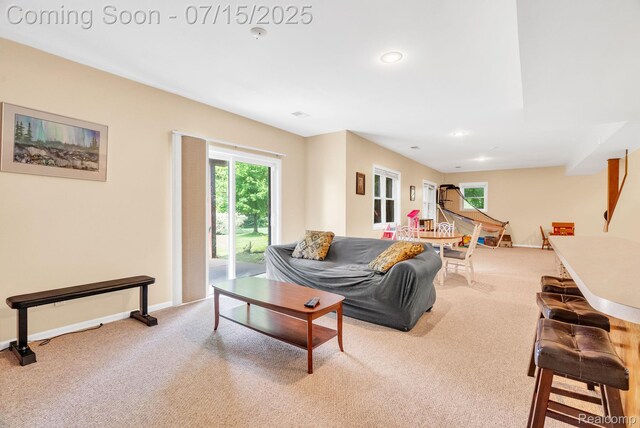 11656 Kings Colony, Grand Blanc, MI 48439 - living room with carpet floors and recessed lighting