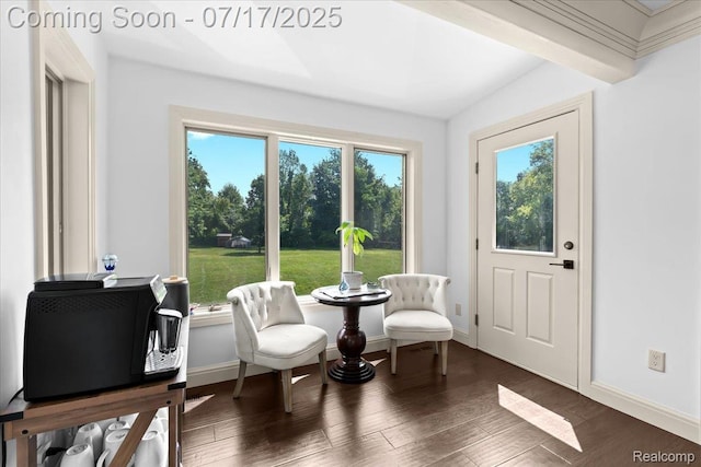 61353 W 8 Mile Rd, South Lyon, MI 48178 - living area with plenty of natural light, wood finished floors, and beam ceiling