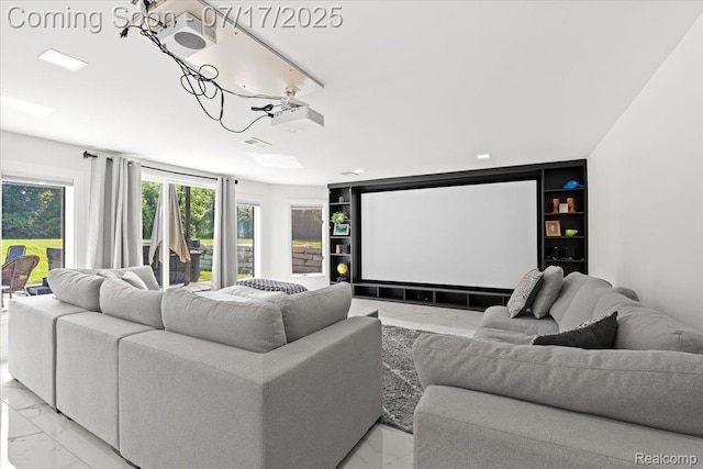 61353 W 8 Mile Rd, South Lyon, MI 48178 - home theater featuring light marble finish floors