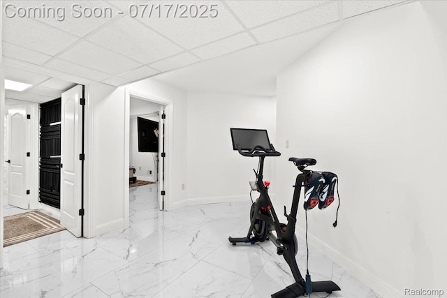 61353 W 8 Mile Rd, South Lyon, MI 48178 - workout area with light marble finish floors and a drop ceiling
