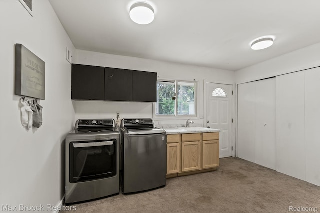 4355 Middleton Dr, Bloomfield Hills, MI 48302 - washroom featuring washer and dryer, light carpet, and cabinet space