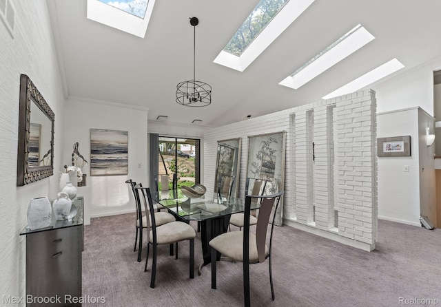4355 Middleton Dr, Bloomfield Hills, MI 48302 - carpeted dining room with a skylight and high vaulted ceiling