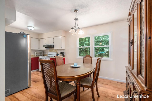 14180 168th Ave, Grand Haven, MI 49417 - dining space featuring light wood-style floors, a textured ceiling, and a chandelier
