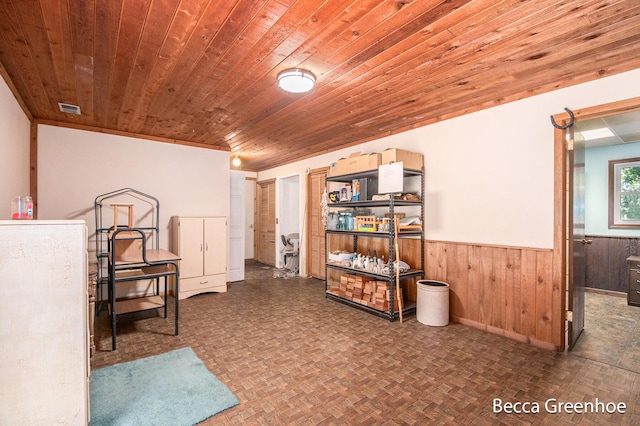14180 168th Ave, Grand Haven, MI 49417 - basement with wainscoting, wood walls, and wood ceiling