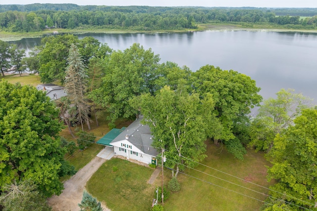 3110 13 Mile Rd, Remus, MI 49340 - aerial view of property and surrounding area with a large body of water and a forest