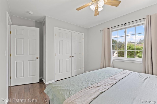 415 Evaline Dr, Troy, MI 48085 - bedroom featuring wood finished floors, a closet, and ceiling fan