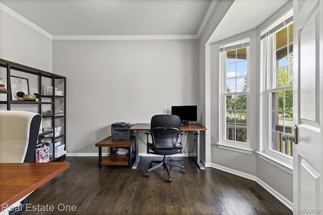 415 Evaline Dr, Troy, MI 48085 - office area with plenty of natural light, ornamental molding, and wood finished floors