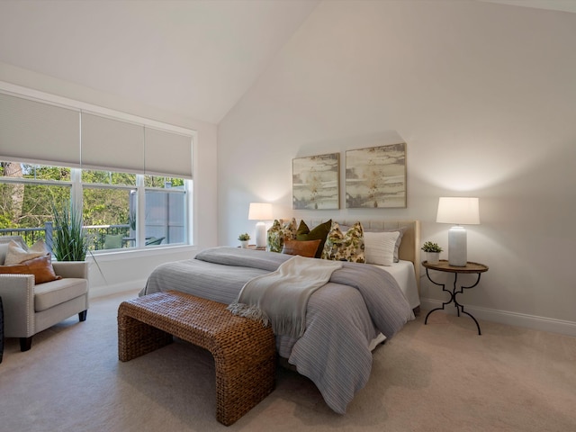 3064 N Spurway Dr, Ann Arbor, MI 48105 - bedroom with light colored carpet and high vaulted ceiling