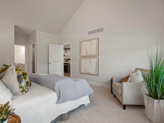 3064 N Spurway Dr, Ann Arbor, MI 48105 - bedroom with light colored carpet and high vaulted ceiling