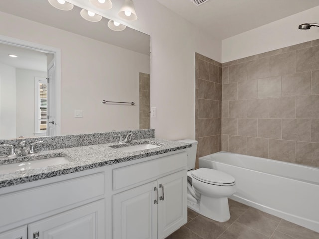 3064 N Spurway Dr, Ann Arbor, MI 48105 - full bath featuring double vanity, tile patterned flooring, and shower / tub combination