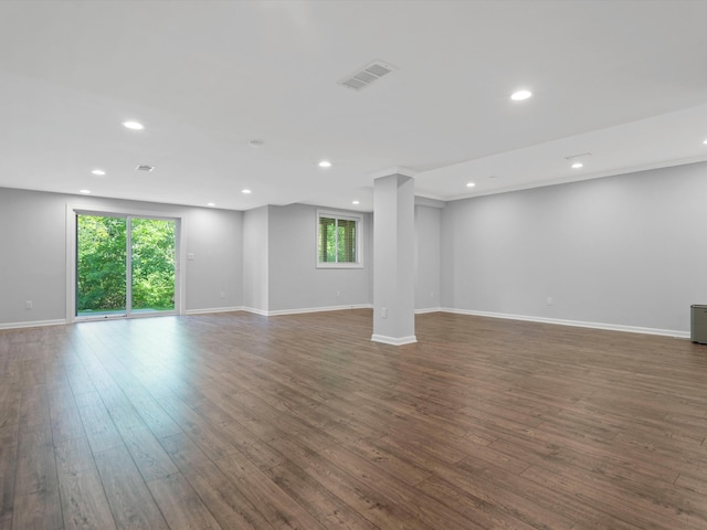 3064 N Spurway Dr, Ann Arbor, MI 48105 - unfurnished living room featuring plenty of natural light, wood-type flooring, and recessed lighting