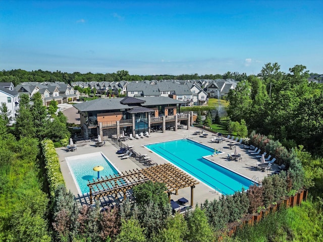 3064 N Spurway Dr, Ann Arbor, MI 48105 - community pool with a residential view, a patio area, and a gazebo