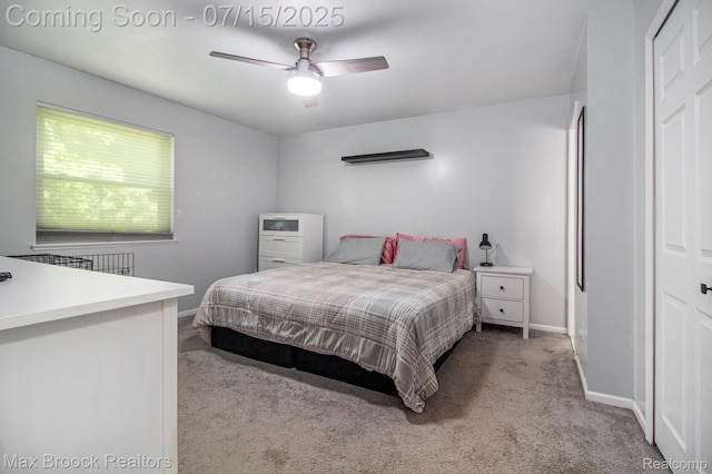 761 Stoney Dr, South Lyon, MI 48178 - bedroom featuring light carpet and ceiling fan
