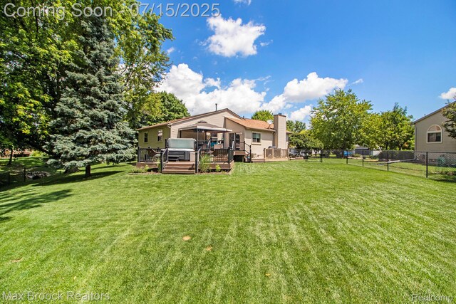 761 Stoney Dr, South Lyon, MI 48178 - view of yard featuring a wooden deck