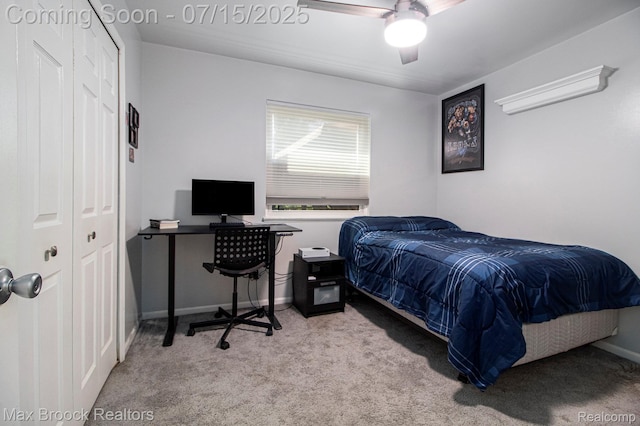 761 Stoney Dr, South Lyon, MI 48178 - bedroom with carpet flooring, a closet, and ceiling fan