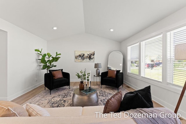 3171 Timberpine Ave, Holland, MI 49424 - living area featuring lofted ceiling, wood finished floors, and recessed lighting
