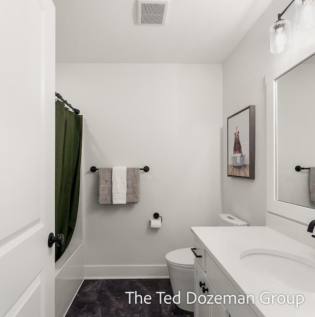 3171 Timberpine Ave, Holland, MI 49424 - full bath with marble look tile flooring, vanity, and shower / tub combo with curtain