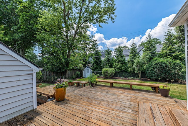 1618 Birmingham Blvd, Birmingham, MI 48009 - wooden deck featuring a storage unit and a fenced backyard