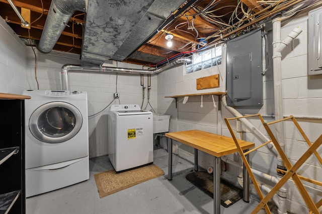 1618 Birmingham Blvd, Birmingham, MI 48009 - laundry room featuring electric panel and washer and dryer