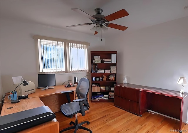 10352 Gulley St, Taylor, MI 48180 - office with ceiling fan and light wood-style flooring