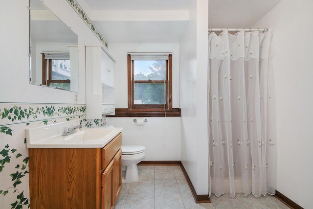 8728 Cottonwood Dr, Jenison, MI 49428 - full bath with vanity, tile patterned flooring, and a shower with shower curtain