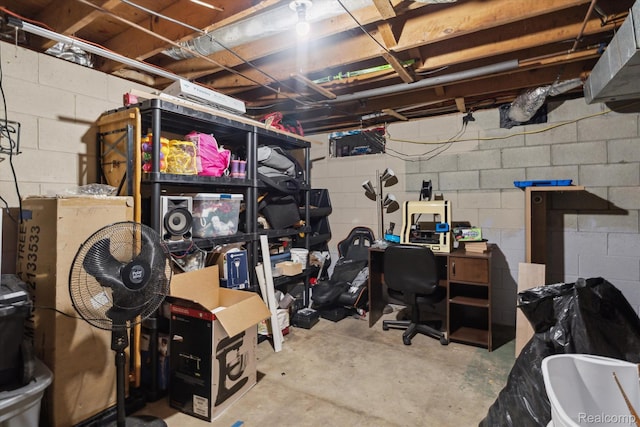 3439 N Mill Rd, Dryden, MI 48428 - unfinished basement with concrete block wall