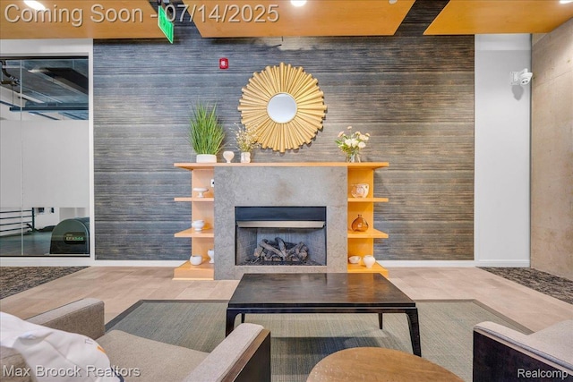 2051 Villa Rd Unit 302, Birmingham, MI 48009 - living room with a fireplace and baseboards