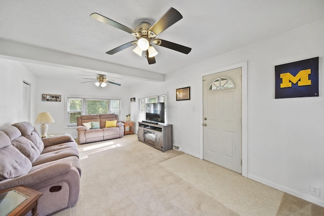 350 N Horton St, Jackson, MI 49202 - living area with a ceiling fan and light colored carpet