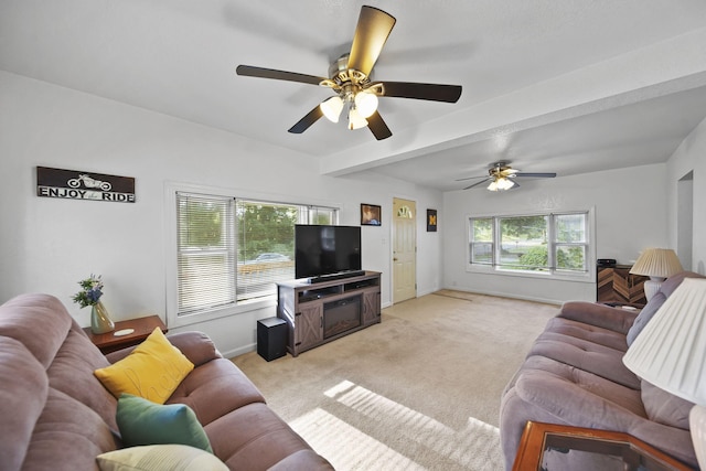 350 N Horton St, Jackson, MI 49202 - living area with light carpet and a ceiling fan
