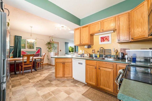 471 Dupont Ave, Ypsilanti, MI 48197 - kitchen featuring dishwasher, stainless steel fridge with ice dispenser, healthy amount of natural light, and a peninsula