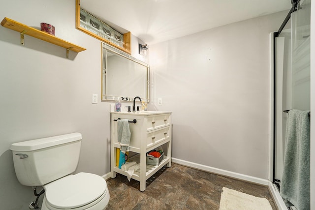 471 Dupont Ave, Ypsilanti, MI 48197 - full bath featuring vanity, stone finish flooring, and a stall shower